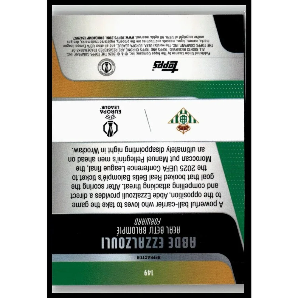 2025-26 Topps Chrome UEFA Club Competitions Abde Ezzalzouli #149 Betis Refractor